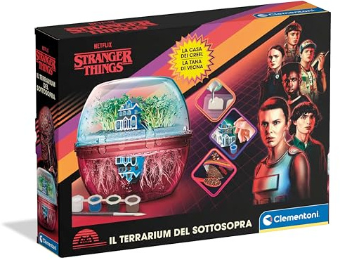 Clementoni Scienza – Terrarium Stranger Things, de la Serie Netflix, Juego científico para niños de 7 + años y Adultos, Kit de Plantas para Cultivar, Fabricado en Italia, Idioma Italiano, 18864