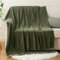 BATTILO HOME Olive Green Throw Blanket for Couch Bed Sofa, Soft Cozy Chenille Throw Blanket with Fringe Tassels, Lightweight Knit Throw Blanket for Home Decor, 130×150cm