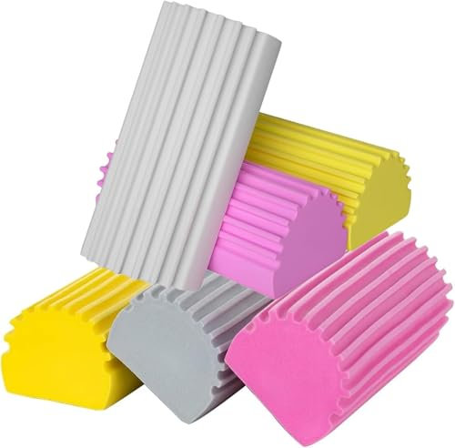6 Stück Damp Duster Schwamm, Staubschwamm, Dump Duster,Staubschwämme Wiederverwendbar, Spinnenwebenentferner, für Jalousien, Glas, Sockelleisten, Lüftungskanälen, Geländern und Spiegeln