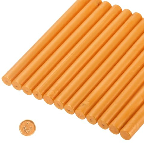 sourcing map 12 barras de cera de sellado cilíndrico naranja para pistola de pegamento, barra de sellado de cera, cera adhesiva para sello de letra, sello de cera, invitaciones de boda, decoración de