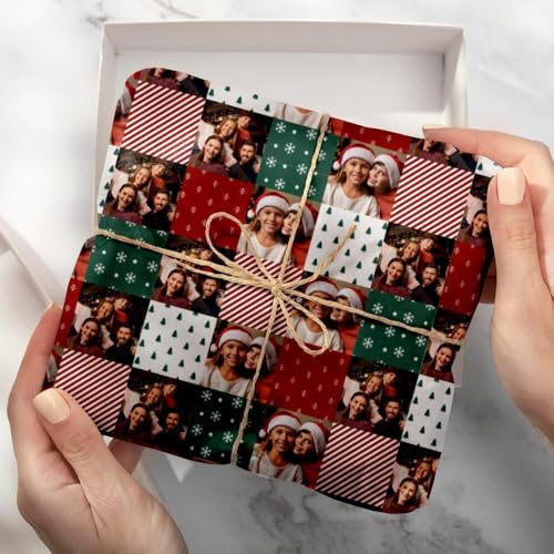 Transparent Gift Papel de Regalo Personalizado con Fotos. Rollo Papel Regalo Envolver. Decoración de Navidad. Regalos Personalizados Familiares, Amigos y Pareja. Regalos Originales para Mujer y Hombre