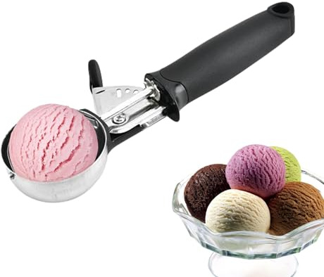 Glasskopa i metall – glasskopa rostfritt stål | kulsked med fruktglass bra med ergonomiskt handtag, skoper för kakdeg, diskmaskinssäker