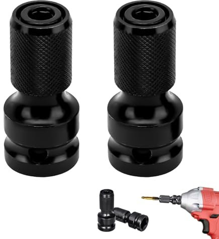 2 Pièces Adaptateur Impact 1/2 Carré vers 1/4 Hexagonal, Convertisseur de Douille Mandrin à Libération Rapide pour Clé à Cliquet Perceuse Embouts Tournevis Outil de Bricolage et Mécanique Polyvalent