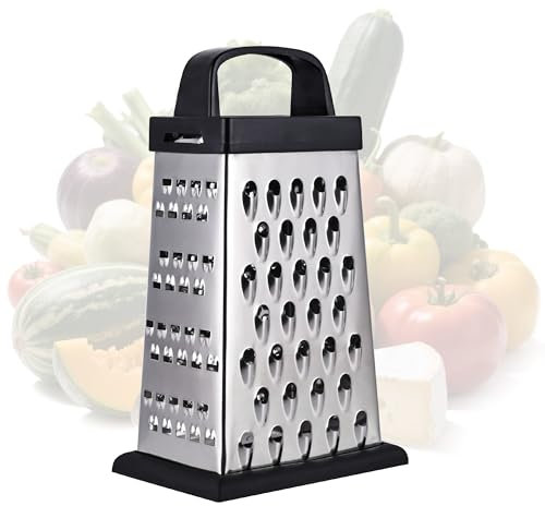 YC Kitchen Râpe fromage, râpe en acier inoxydable, râpe à légumes, râpe carrée à 4 côtés et râpe de cuisine, gadgets pratiques pour la cuisine (petite)