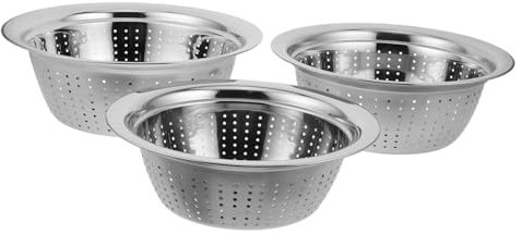 Ipetboom 3 pièces Bassin de Drainage Acier Inoxydable Tamis Multifonctionnel pour Laver Riz et Légumes Bol de Cuisine avec Évacuation Rapide Ustensile Pratique pour Cuisine