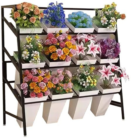 Metallstege med flera nivåer för växter snygg blomdisplay stativ för inomhus- och utomhus balkong trädgårdsdekor perfekt för hem- och uteplatsälskare