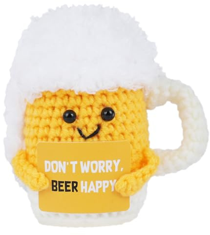 AUAUY Regalo Divertidos Energía Positiva, Muñecos de Ganchillo Jarra Cerveza, Regalo Creativo Cumpleaños para Niños, Familia, Amigos, Compañeros Trabajo, Parejas, Mejores Amigos, Maestros y Niñas