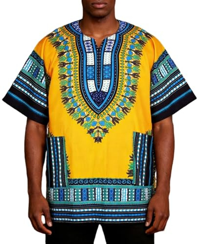 Camisa africana africana dashiki camisa de algodón unisex tribal festival boho hippie caftán unisex dashiki top tradicional con estampado africano hombres ropa de oración musulmana