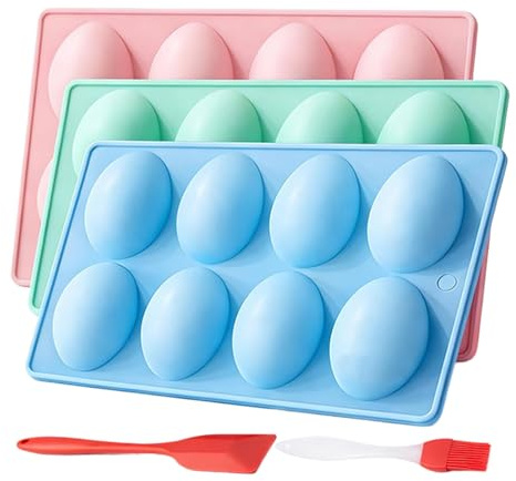 Stampo per Uova di Pasqua | 3 Pezzi in Silicone Alimentare Antiaderente - da Forno a Forma di - per Cioccolatini, Caramelle, Biscotti, Dessert, Decorazioni Fai Da Te per Festa di Primavera
