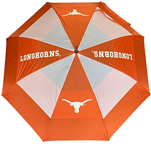 Team Golf NCAA Texas Longhorns Golf Umbrella 62 Golf Umbrella with Protective Sheath, Double Canopy Wind Protection Design, Auto Open Button
