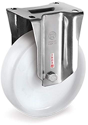 Roulette INOX fixe diamètre 125 mm roue polyamide blanc - 300 Kg