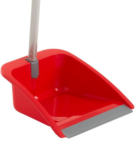 Maya - Recogedor Plegable de Basura Flex con Labio de Goma y Palo para Limpieza del Hogar | 26x25x86 cm | Diseño para Ahorro de Espacio y Sistema de Cierre Reforzado (Rojo)