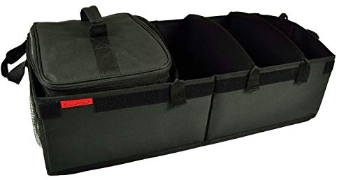 Picnic at Ascot Heavy Duty Rigid Base Trunk Organizer with 28 Can Capacity Leak Proof Cooler- Adjustable Dividers - 30 wide x 15 deep - Designed & Quality Approved in the USA