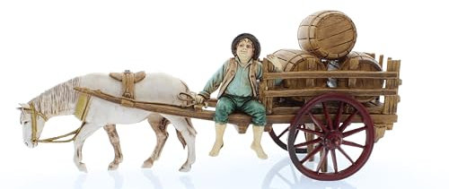 Moranduzzo Carretto con Botti per Presepe da Cm 10 Scala 1:20 - Statuine Presepe Indistruttibili - Stile 700', Pittura Rifinita a Mano, Prodotto Ufficiale, Made in Italy, Scultore M. Landi