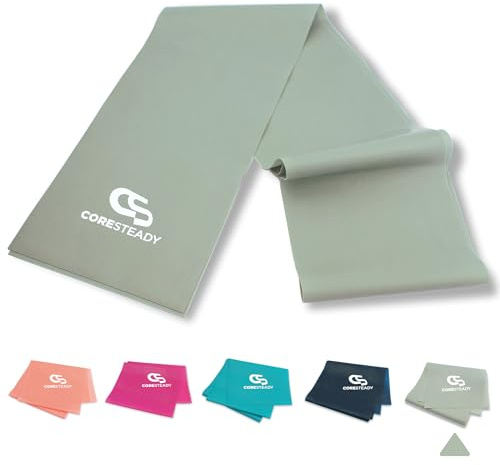 Coresteady fasce elastiche per terapia - fasce per pilates, yoga, allenamento per la forza di alta qualità - fisioterapia & riabilitazione, uomini e donne, guida agli inclusa, #5 GREY/STRONGEST, 2M