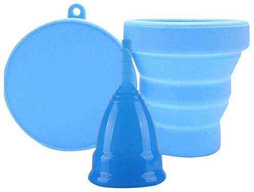Luckystar4you Wiederverwendbare Menstruationstasse für Frauen und Mädchen, Faltbare Faltbare Silikonsterilisatorschale, Auflage und Auflagealternative faltend