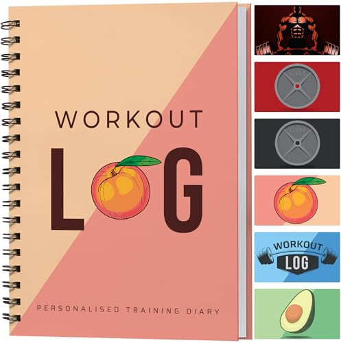 Workout Planner for Daily Fitness Tracking & Goals Setting - A5 Size, 6” x 8”, Peachy Pink - Improved Thicker Cover - Men & Women Personal Home & Gym Training Diary - Log Book - by Workout Log Gym