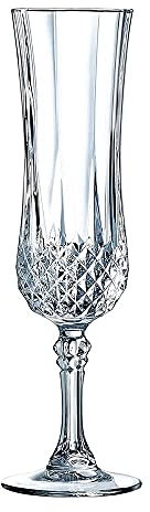 CALLE DEL REGALO Juego de 6 copas de cava talladas, Cristal D'Arques, cristal elegante y transparente.