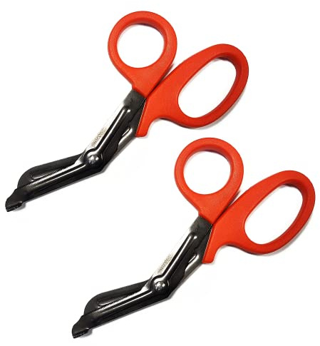 Ever Ready First Aid Titanium Bonded Bandage Shears 7 1/4 Bent (Orange - 2 Pack) Autoclavable