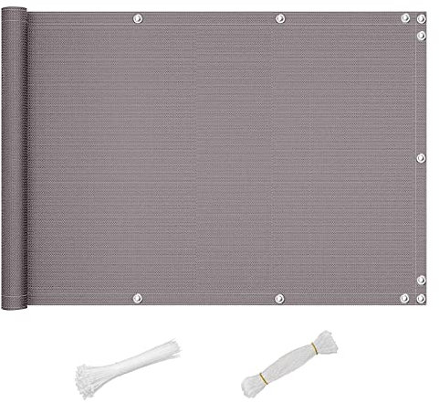 QINGLV Frangi-Vista per Balcone 90x100cm Frangi-Vista Frangivento per Balcone Impermeabile Anti-UV Frangi-Vista Balcone per Protezione Privacy Balcone per Balconi Recinzioni Terrazze -Grigio