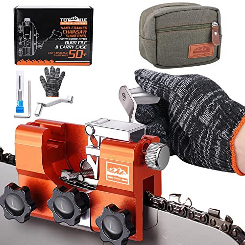 Freeyou motorsågsslipare, motorsågsslipning jigg kit med volframborr och bärbar förvaringsväska, handvevat slipverktyg för 20–56 cm motorsågar och elektriska sågar.