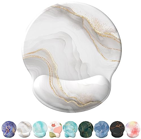 Giecy Tappetino Mouse Poggiapolsi,Gaming Mouse Pad Ergonomico in Gel,Supporto per Polso per Computer per il Gioco, Mousepad con Base in PU Antiscivolo (A-Marmo Bianco)