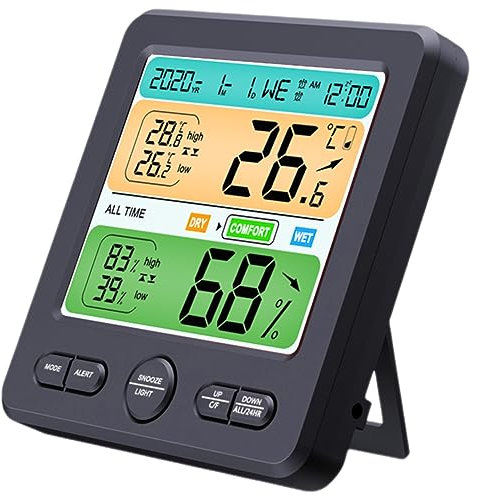 HAKIDZEL 1 Satz Hygrometer Uhr Temperaturanzeige Drinnen Innenfeuchtigkeitsmesser Digitales Hygrometer Tischuhr Tischthermometer Kinderzimmer Elektronisches Bauteil Sensor