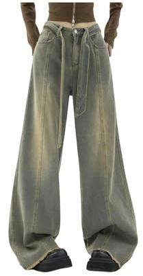 FRESQA Y2K – Jean Cargo Vintage pour Femmes, Streetwear coréen, Baggy, rétro, Droit, Pantalon Parachute, en Denim, vêtements féeriques Grunge Alt