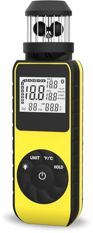 GOYERRNES Anemometro digitale portatile con ventola, anemometro portatile, 881 m, misuratore di velocità con bussola