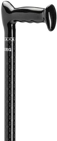 Stock-Fachmann® Carbon Gehstock Mit Escortgriff 11- Fach Höhenverstellbarer Gehhilfe Von 68,5cm Bis 94cm Farbe Schwarz Glänzend Raute Muster Eigengewicht 270g Belastbar Bis 120kg Leichte Stabile Gehhi