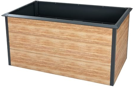 WESTMANN Metall Hochbeet Primus-Multi L | Inkl. Schneckenschutz | Holzoptik/Anthrazit | 150x75x77 cm