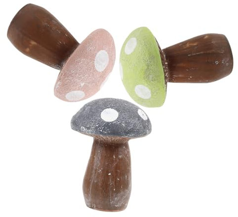 MERRYHAPY 3pièces Figurines De Champignon Résine De Décorations De Jardin Accessoires De Décoration Colorés pour Extérieur pour Jardins Et Terrains Verts Couleurs