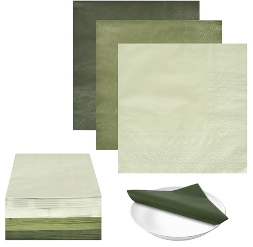 120 tovaglioli di carta verde, 33 x 33 cm, tovaglioli quadrati per feste, matrimoni, riunioni di famiglia