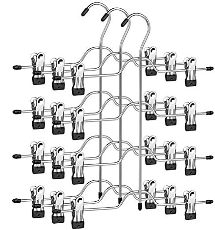 Cintres de Jupe, Cintres de Jupe Multicouches Peu Encombrants pour Femmes Cintres de Jupe avec Clips avec Deux Clips à Revêtement Antidérapant pour Suspendre Jupes, Pantalons,