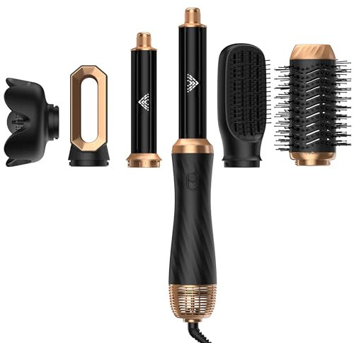 Airstyler Haarstyler Hair Styler Set 6 In 1 Mit Rundbürstenföhn Haarstyler Warmluftbürste föhn diffusor Airflow Lockenstab Automatisch, Volumen Föhnbürste,Für Glätten, Trocknen, Volumen, Locken