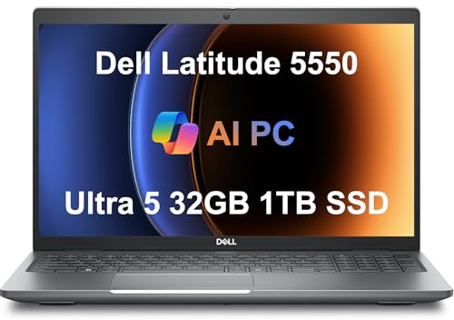 Dell Latitude 5550 5000 Business AI PC Laptop (15.6 FHD Anti-Glare, Intel 12-Core Ultra 5 125U (Beat i7-1355U), 32GB DDR5 RAM, 1TB SSD) Backlit, FHD RGB Webcam, Thunderbolt 4, Ethernet, Win 11 Pro