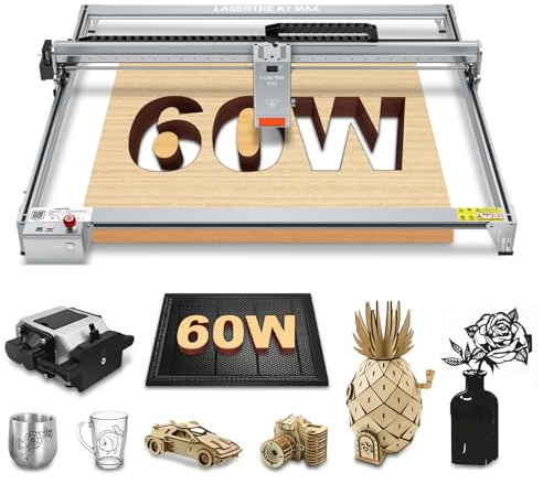 LASER TREE 60W grabador láser con bomba de aire,800x600mm área de grabado,60W de potencia de salida de la máquina de grabado láser con aire AssistFixed-Focus Spot para metal, madera