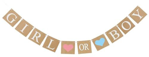 BOY OR GIRL Banner Baby Shower Decorazioni, Genere Rivelare Bandierine Bandiera Sfondo Bambino Sesso Show Party Bomboniere Gravidanza Annuncio Sfondo (A)
