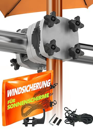 4smile Sonnenschirmhalter Balkongeländer SunnyGuy + Windsicherung für Sonnenschirme - Schirmhalterung Balkongeländer als Sonnenschirmständer Balkon - Sonnenschirm Halterung Balkon, Anthrazit