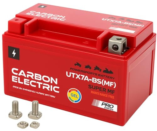 Gel Batterie YTX7A-BS – 12V 7Ah – UTX7A-BS Ersatz – wartungsfrei & versiegelt – Carbon Electric