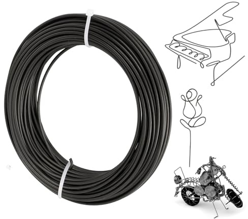 DeJivsin Filo di Ferro Modellabile 3mm x 30m, Filo in Alluminio Nero, Filo per Fai Da Te in Alluminio, Gioielli, Becorazioni Fai Da Te, Alberi di Bonsai