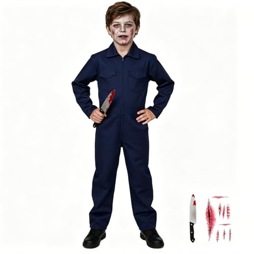 Michael Costume da Lavoro Bambino Blu Tuta da Operaio per Halloween Cosplay