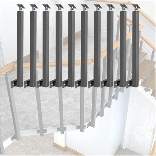 Ringhiera per scale da interni, mandrini in metallo per terrazze e verande, confezione da 4, 8, 10 pezzi, palo quadrato per scale con viti, montaggio laterale, 100 cm, durevole ed elegante