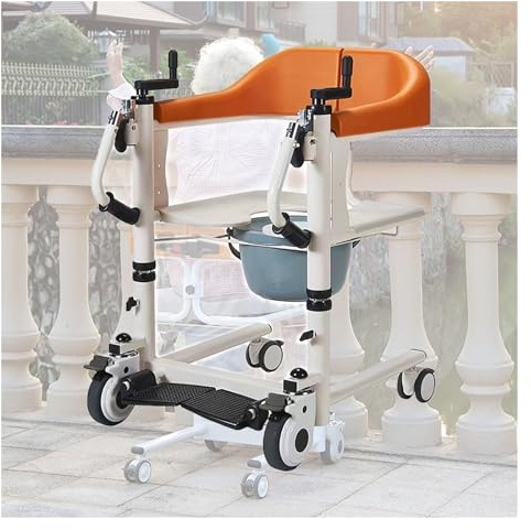 Sedia di trasferimento per pazienti, sollevatore portatile per vasca da bagno con sedile diviso a 180°, per anziani disabili, sollevatore con ruote per case di cura e servizi igienici