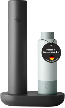 bottleplus 100% Plastikfreier Wassersprudler To Go - bis zu 6L Sprudelwasser Unterwegs - Spark Set Sprudler Auffüllstation + 600ml Metalflasche Carbonator - CO2 Zylinder nicht Inkl