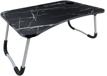 Bdit Accessori Vassoio per la Colazione e da Letto 60x40x26 cm – Tavolino Pieghevole con Leggio, Tavolo Multifunzionale per Laptop, Tablet, Lettura e Lavoro da Casa (nero marmo)