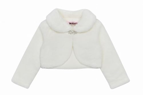 Gum & Berries Girls Ivory Faux Fur Bolero Jacket Long Sleeve with Clasp Hook Ages 3–13