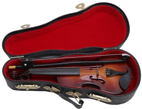 Cygmophing Mini Instrument de musique violon 14 cm tilleul Miniature violon ornement décoratif avec étui pour la maison