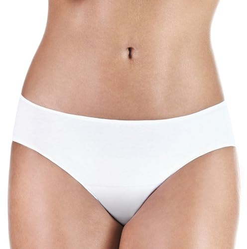 PROTECHDRY Washable Urinary Incontinence Bikini Underwear for Women, with Front Absorbent Area (White, Medium)