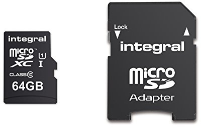 Integral INMSDX64G10-90U1 UltimaPro 64 GB MicroSDXC Class 10 Memory Card up to 90 MB/s, U1 Rating, Black